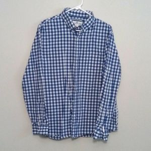 Old Navy blue plaid button down shirt